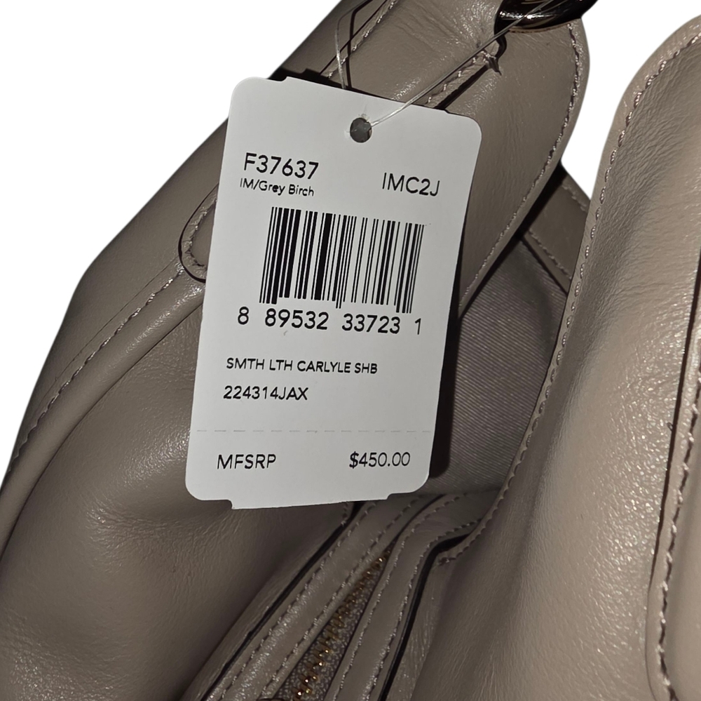 Coach Carlyle NWT F37637 Smooth Leather Shoulder Bag - Grey Birch & Dustbag - Picture 4 of 13